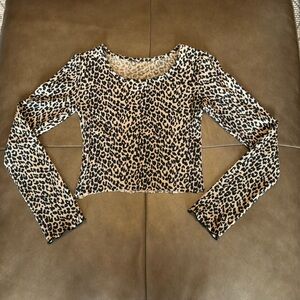 Zara Cropped Cheetah Long Sleeve Shirt